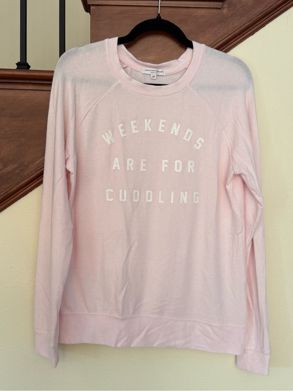 Light Pink Sweatshirt with 'Weekends Are For Cuddling'